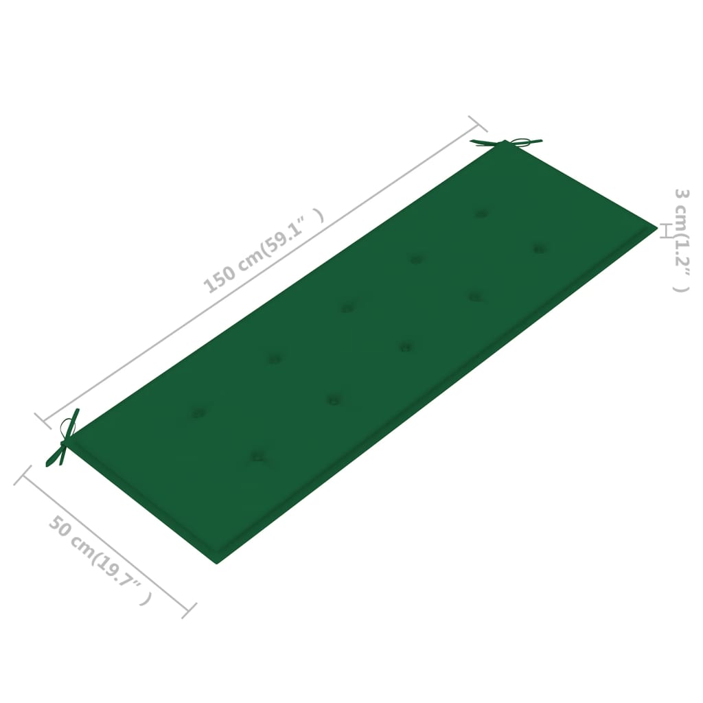 3 Seater Garden Bench with Cushion 150 cm Solid Eucalyptus Wood