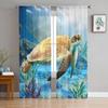 Ocean Underwater Creature Turtle Coral Tulle Curtains For Living Room Home Decor Window Curtain Kitchen Sheer Voile Curtain
