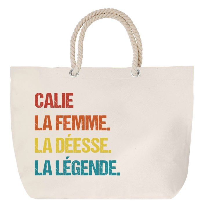 Sac de plage - PLANETEE - Calie Déesse Légende Vintage - Anse corde - Grand format - Personnalisable