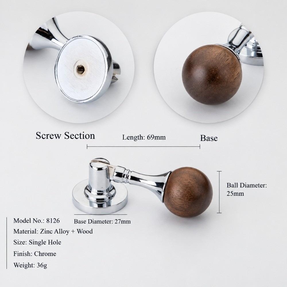 Marble Wood Drawer Knob Walnut Wardrobe Door Handle Luxury Cabinet Pull Handle Furniture Hardware