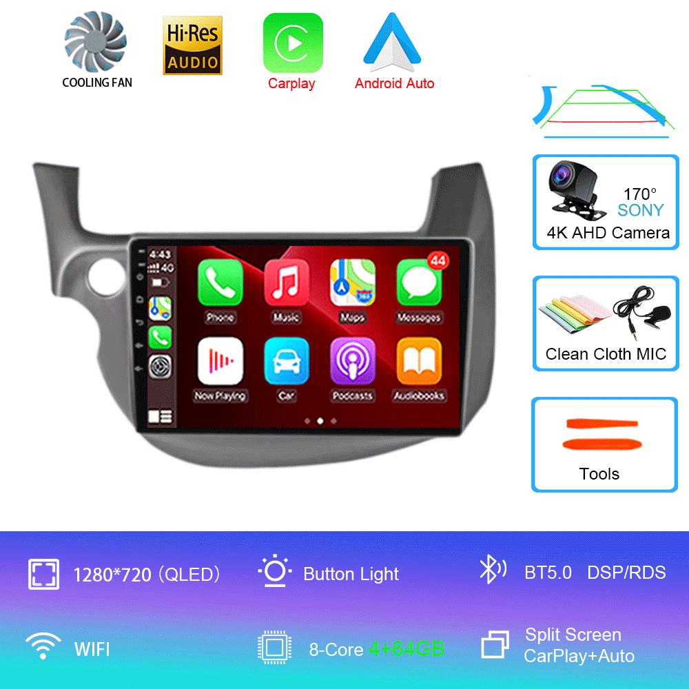 Android14 video Player Car Stereo Radio Multimedia Wireless Carplay Android Auto For HONDA FIT JAZZ 2008 - 2013 AUto GPS WIFI+4G
