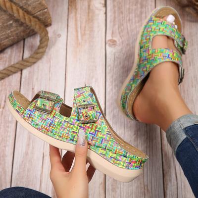 Модные высокие внешние характеристики Толстая подошва Игольчатая пряжка Модные все Мягкая подошва Легкие Удобные Непромокаемые женские тапочки