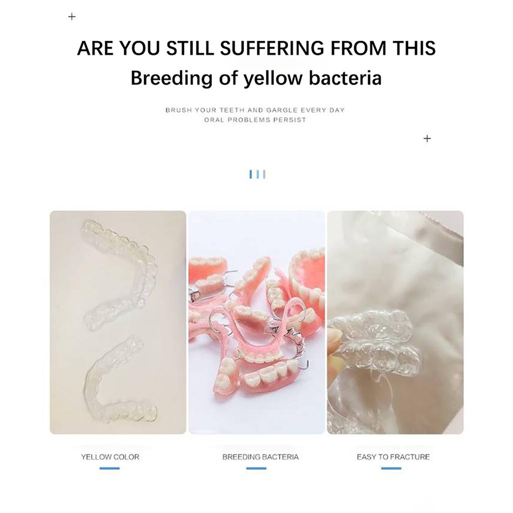 Компактный синий пластиковый контейнер для хранения и чистки зубных протезов с вентиляционными отверстиями