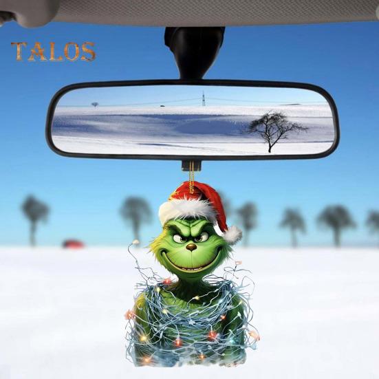 1/7Pcs Christmas Tree Ornaments Cartoon Green Elf Tree Hanging Decoration Acrylic Xmas Pendant for Holiday Car Window Wall Tree Decor