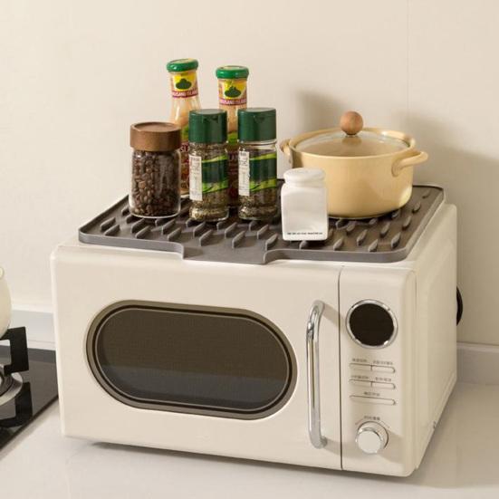 Silicone Slope Drain Mat for Drip-Free Drying Space-Saving Dish Drainer Heat-Resistant Pot Rack Non-Slip Mat for Kitchen Countertop