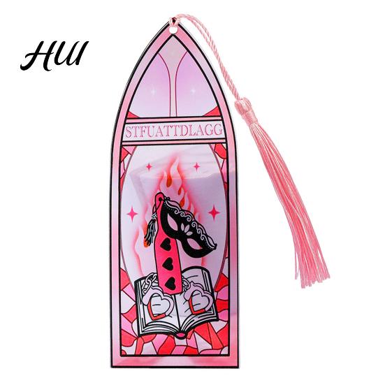Acrylic Bookmark Stained Glass Art Bookmark, Halloween Dark Aesthetic Book Mark, Transparent Reading Gift Accessory Page Marker with Tassel, Gifts for