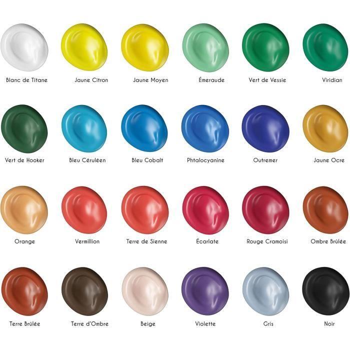 Peinture Acrylique - Zenacolor - Kit De 24 Tubes 120ml - Non Toxique - Résistante À La Lumière - Mixte