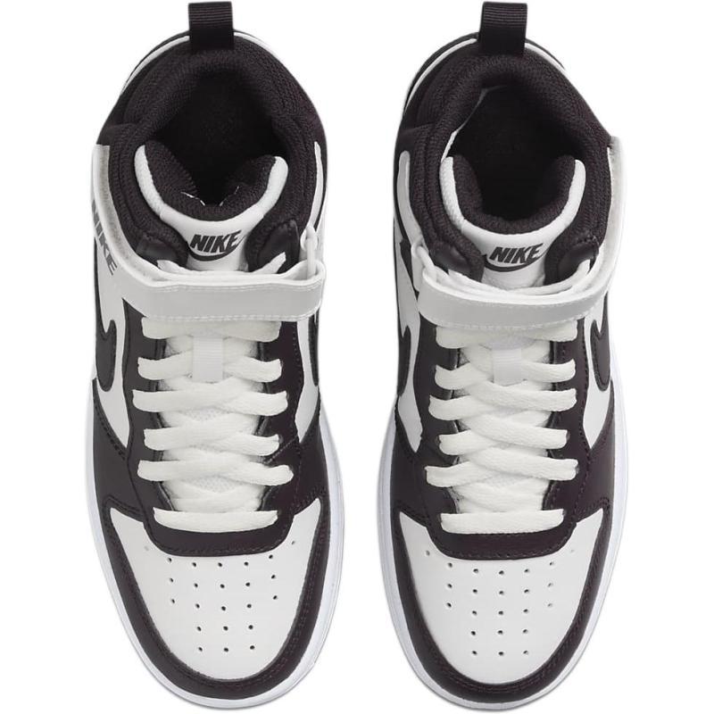 Nike Court Borough 2 Нескользящие Износостойкие Полувысокие Детские Кеды для Скейтбординга Белый Бордовый Подростковые Кроссовки CD7782-126