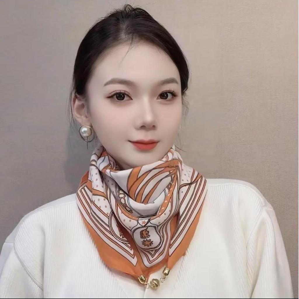 Spring & Autumn Influencer Silk Scarf: Trendy, Versatile, Elegant Style for Ladies