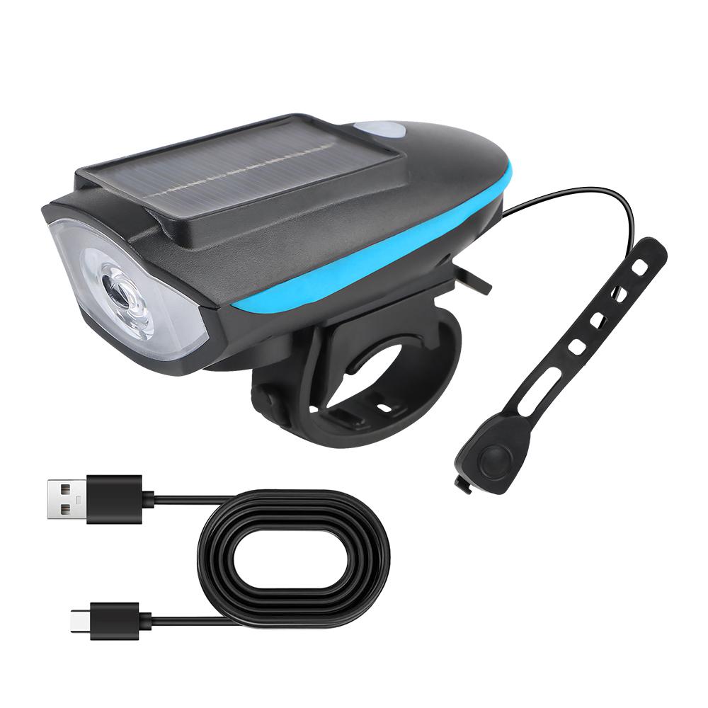 Portable Solar LED Lights with Horn For Bicycle Motorcycle Handbar Light High Bright Night Light Bike Spotlights Loudspeaker Set