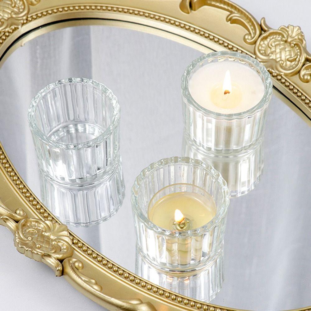 Wedding Glass Clear Creative Tea Light Jars Candlestick Stand Candle Holder Candle Pillar