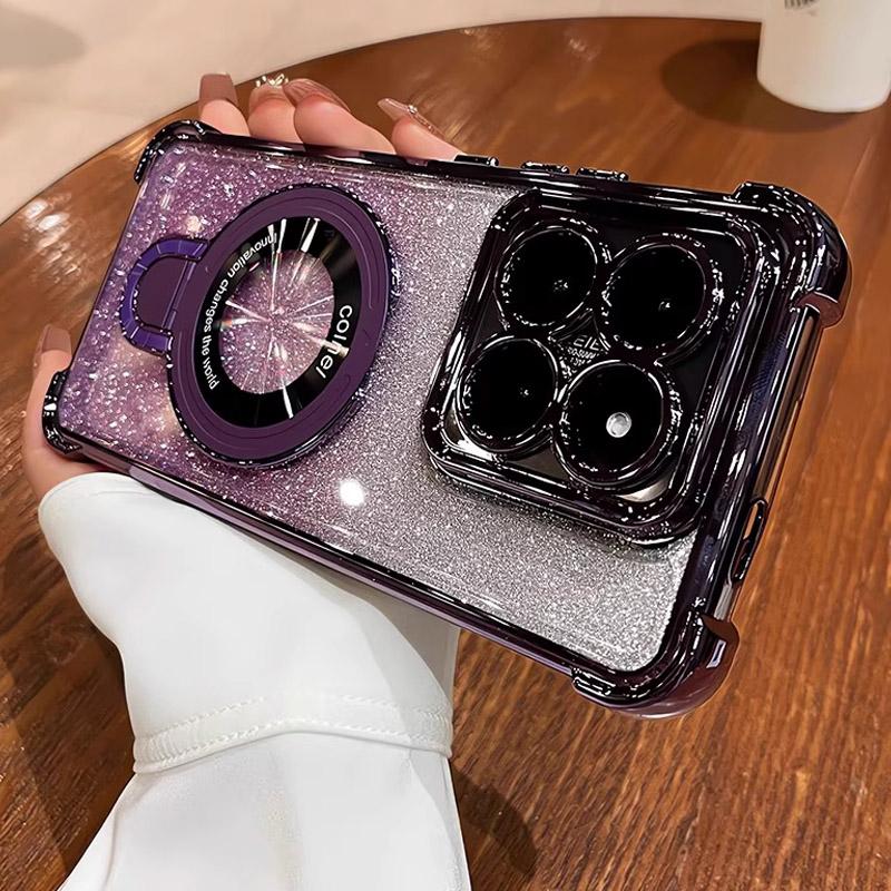 Glitter Shockproof Magnetic Phone Case For Motorola Moto Edge 60 Edge 50 Fusion Pro Neo G14 G24 G34 G54 G84 Stand Bracket Cover