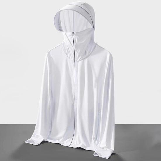 Солнцезащитная одежда Куртка мужская женская с капюшоном и длинным рукавом на молнии из ледяного шелка для защиты от ультрафиолета