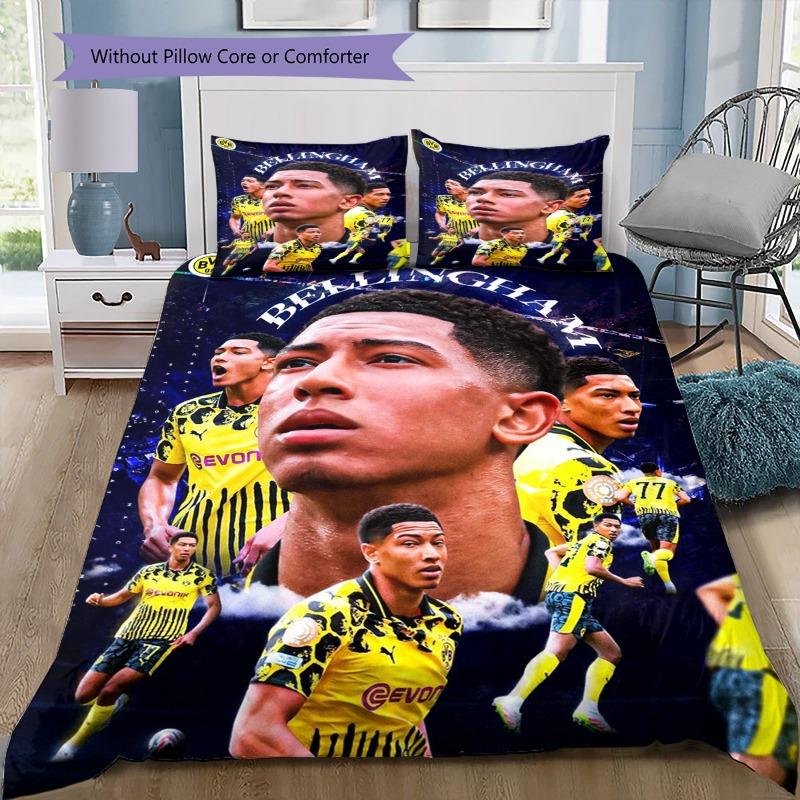 Borussia Dortmund Bellingham Player Collage Bedding Set Bundesliga Football Duvet Cover Soccer Fan Bedroom Home Decor Bedding