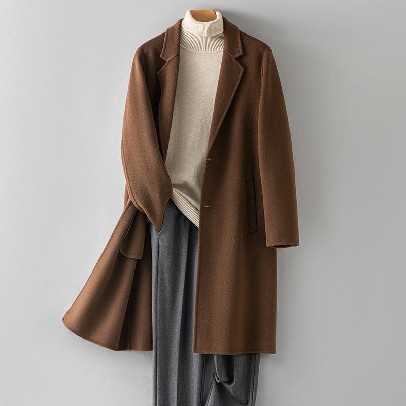 Double-sided 100% Wool Coat Men's Thickened Woolen Coat Long High-end Nizi Cashmere-free Coat