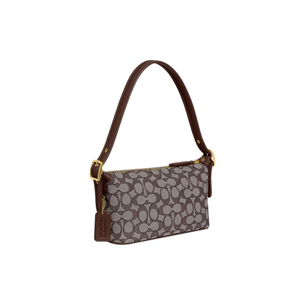 New COACH Demi Jacquard Fabric With Recycled Leather Shoulder Bag Handbag Medium Size Women's Brown CE736-B4S0M