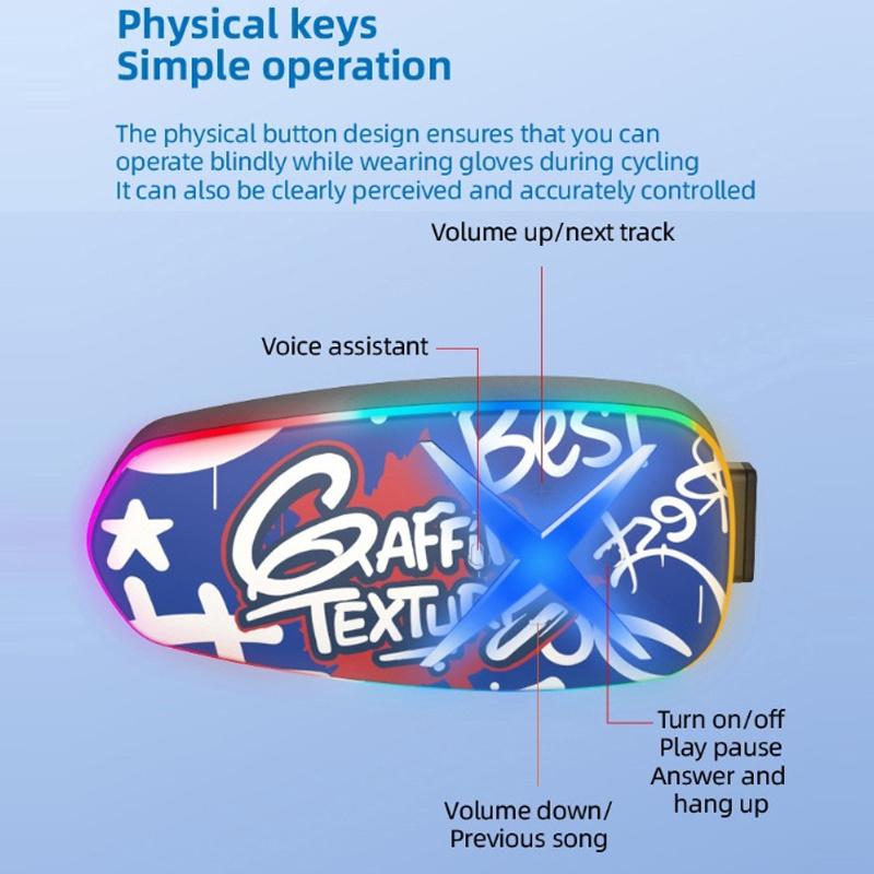 Мотошлем Bluetooth-динамик со светодиодной подсветкой, Водонепроницаемая IP65 рация, Опциональный мягкий/жесткий микрофон