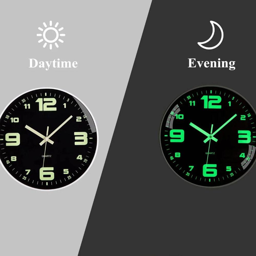 Round Luminous Wall Clock Silent Digital Clock Light Glow In The Dark Quartz Wall Clock Home