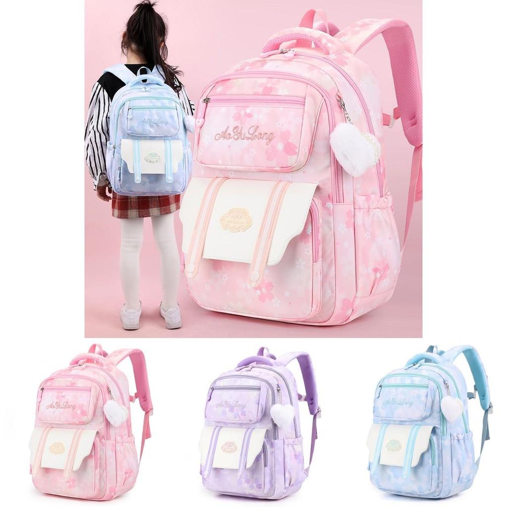 Stylish And Cute Nylon Backpack For Students Ideal For School Use In Pink Blue And Purple