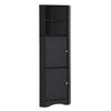 Corner Cabinet Bathroom with Two Compartments Adjustable Shelf Open Shelves Tall Triangular Shape Freestanding Storage