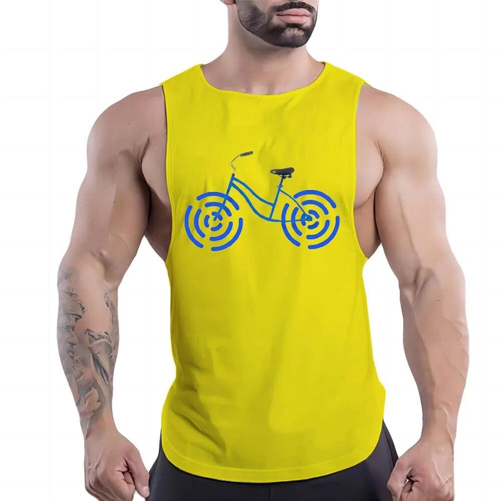 Summer Adult Men'S Casual Sports Crew-Neck Vest Creative Bike 2d Print Trend Comfortable Simple Breathable Sleeveless T-Shirt
