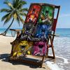 Custom Name Personalized Power Rangers Print Beach Towel, for Trip Camping Beach Party Home Decor, Birthday Gift for Family & Friends