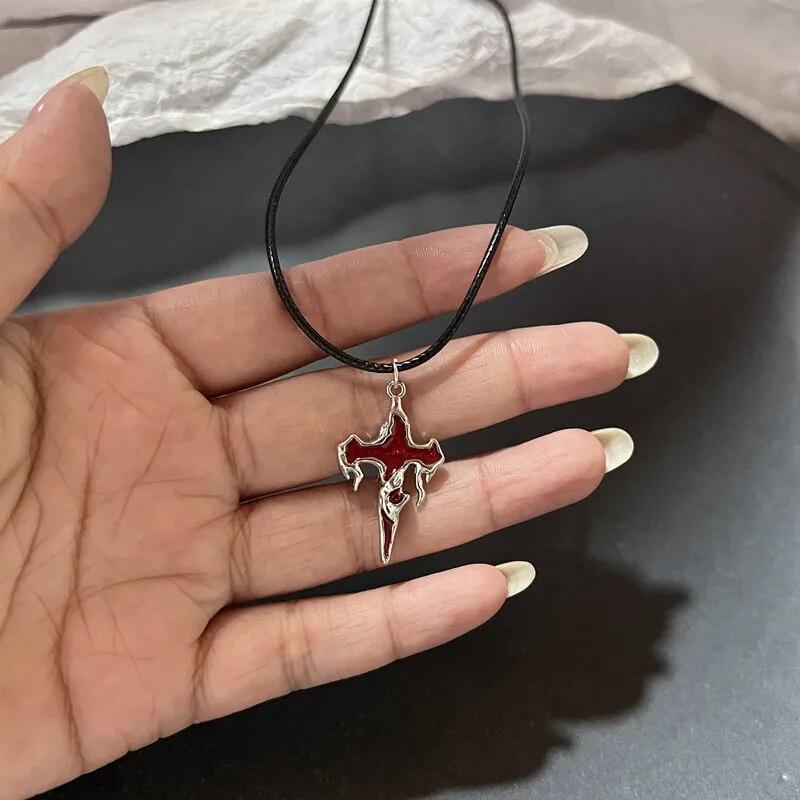Готическое 90-е кожаное ожерелье с подвеской в ​​форме лавы и звезды для женщин и мужчин, аксессуары цвета антикварного серебра, эстетические ювелирные изделия