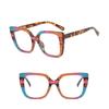Women Large Frame Glasses Square Brand Design Colourful Eyeware Anti-blue Light Glasses for Daily Use
