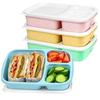 Коробка для закусок Bento с 3 отделениями, коробка для хранения еды, соломенная коробка для приготовления еды, пластиковая коробка для хранения еды, можно мыть в микроволновой печи и посудомоечной машине