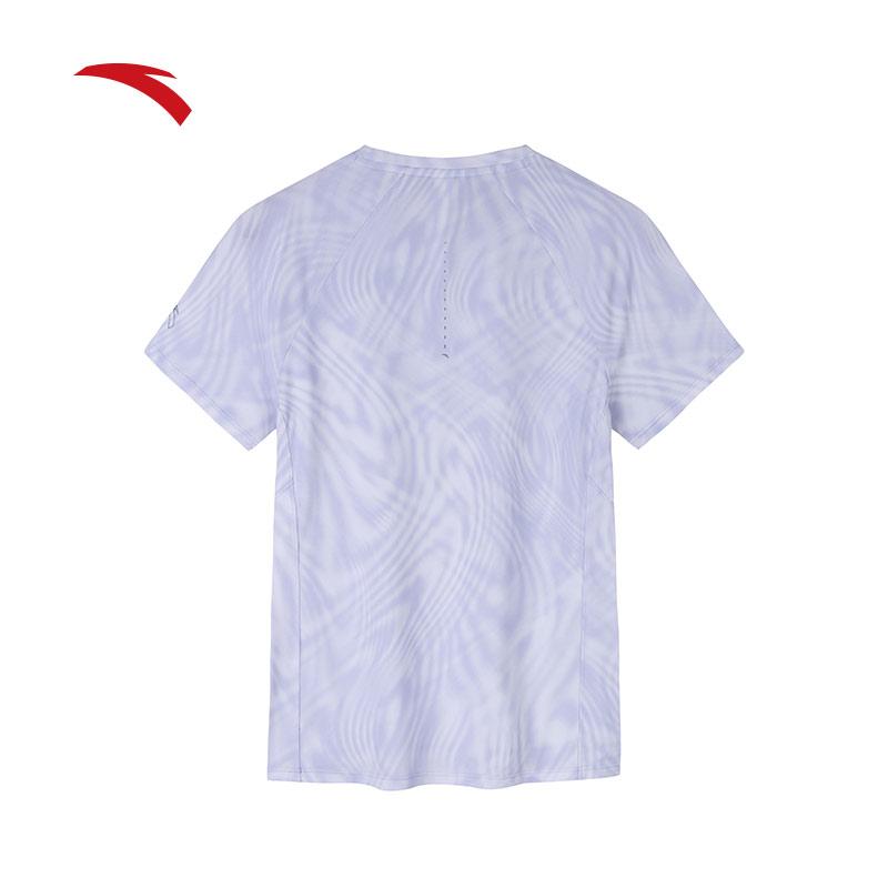 Anta Футболка Running Series Gradient Breathable с коротким рукавом для женщин, топы Cloud-Purple Printed 162435101-3