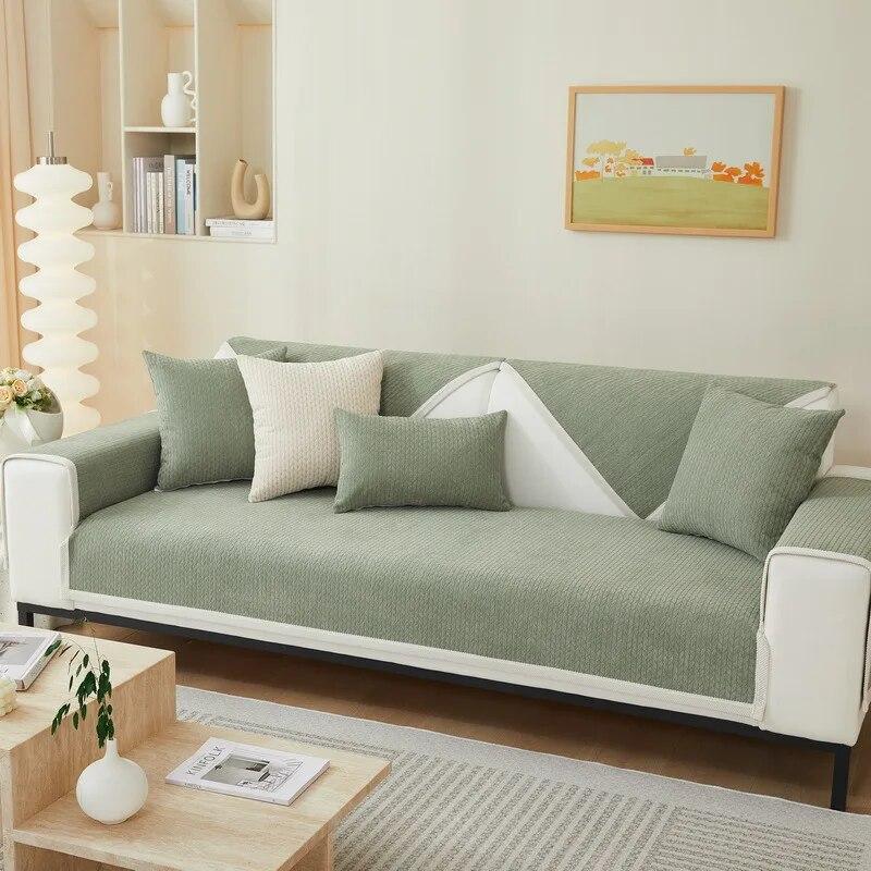Chenille Anti-slip Sofa Cushion Cover Universal Four Seasons Wheat Ear Flower Design Soft Towel Fabric