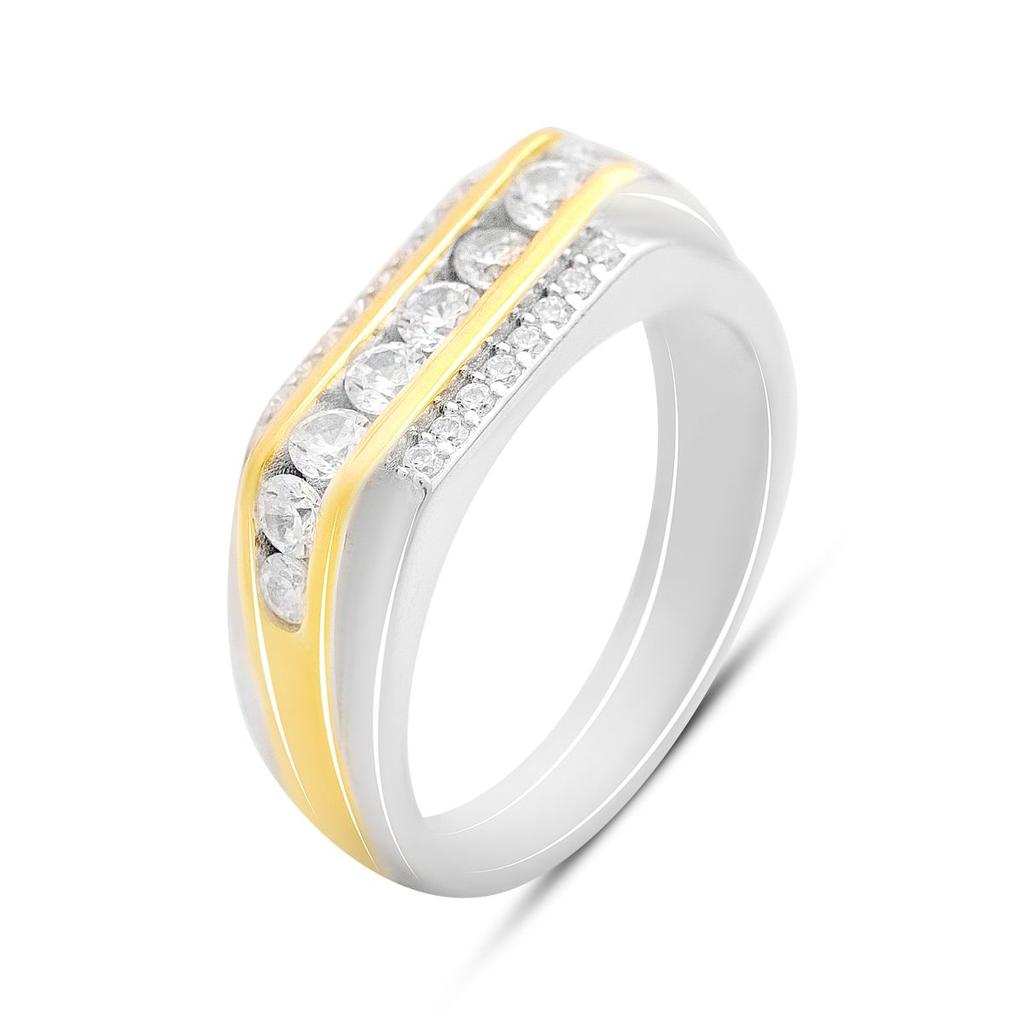 Серебряное кольцо с фианитами, вес изделия 4,4 гр (2208907)