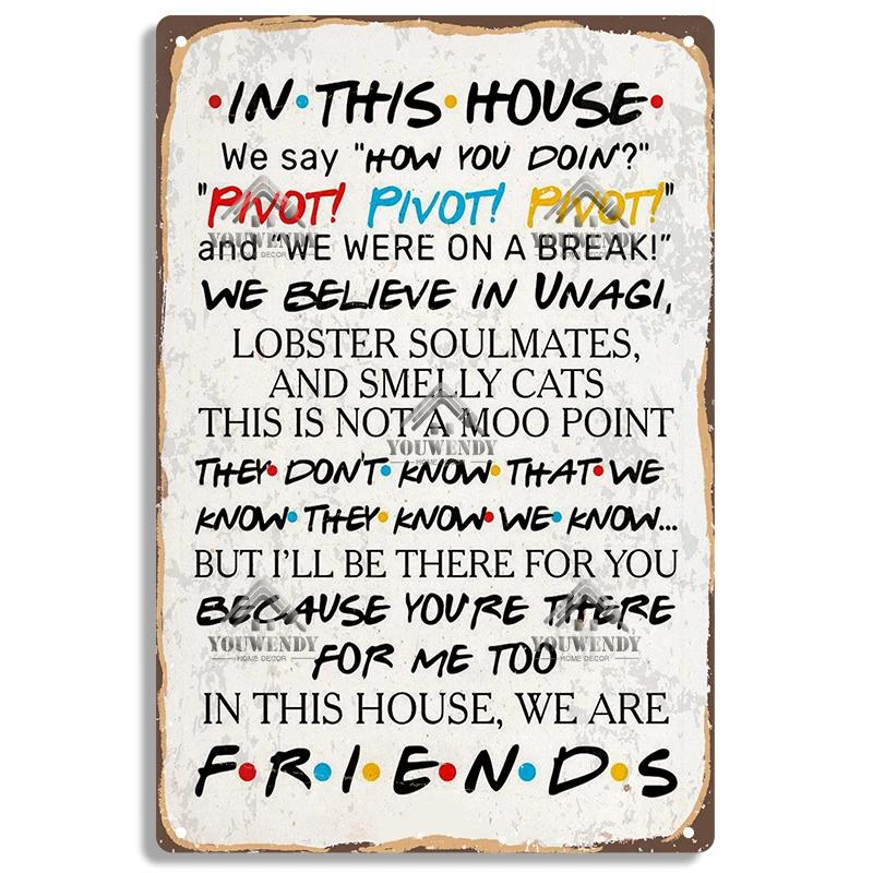 Кофе из Центральной кофейни «Друзья», Винтажная металлическая жестяная вывеска, Декоративная табличка, Ретро тарелка Кафе Кухня Гостиная Бар Постер, UW83