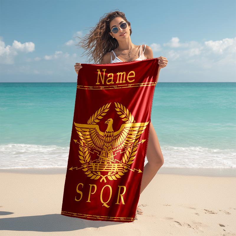 Personalized customized proof beach towel with SPQR logo pattern - soft, absorbent,quick-drying,perfect swimming,camping&bathing