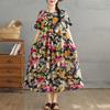 2025 Женское платье больших размеров Весна-лето Повседневное платье с цветочным принтом Базовое винтажное свободное длинное платье макси 9296