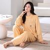 Coral Fleece Pajamas Women Winter Autumn And Winter Thickened Warm Winter Flannel Fleece Loungewear