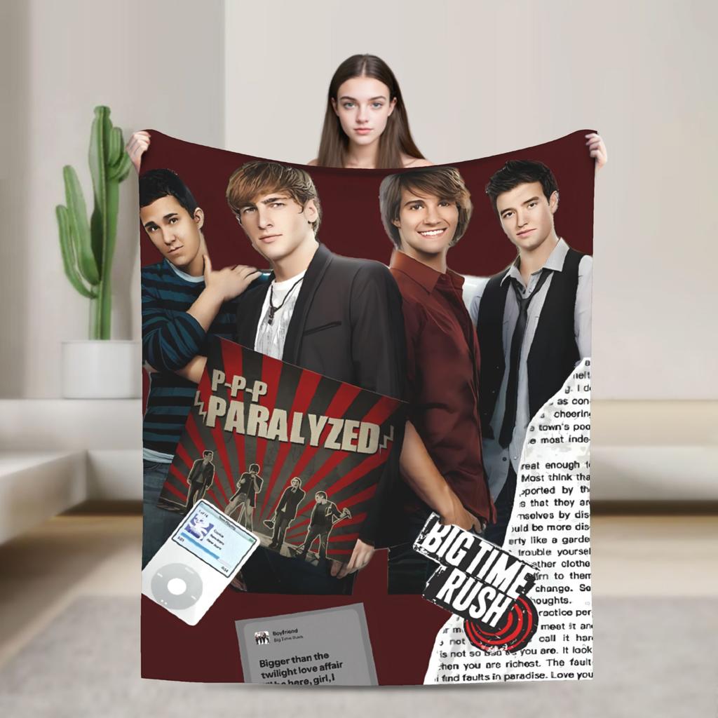 Big Time Rush Band  Flannel Blanket Winter  Super Soft Throw Blanket for Girls Boys Outdoor Funny Bedspread Sofa Bed Cover