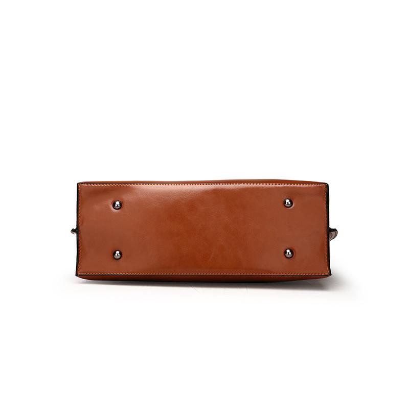 Женский комплект из 2 предметов, повседневная сумка-тоут, высококачественная масляная восковая мягкая кожа, элегантная офисная сумка и кошельки, черная роскошная сумка в стиле ретро, ​​новинка 2022 года