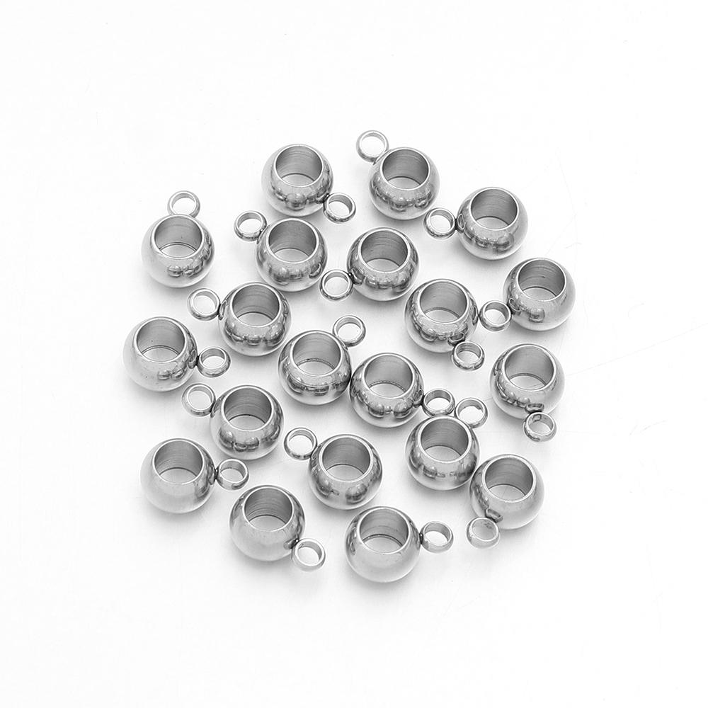 10-20pcs/lot Stainless Steel Spacer Beads Pendant Charms Clasps Bail Beads Big Hole Beads For Jewelry Making DIY Accessories