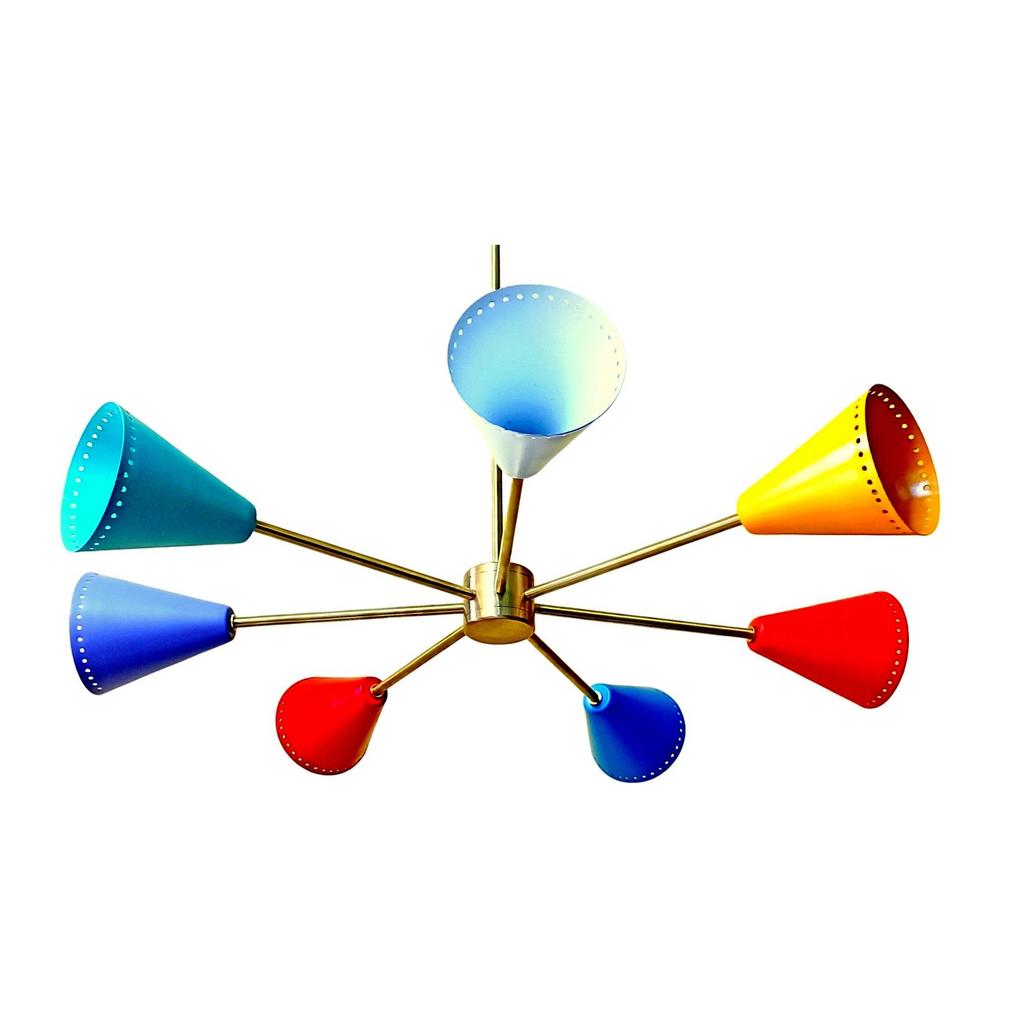 Современный потолочный подвесной светильник, многоцветная лампа для создания яркой атмосферы, классический элегантный светильник, 9 абажуров, лампа с абажурами