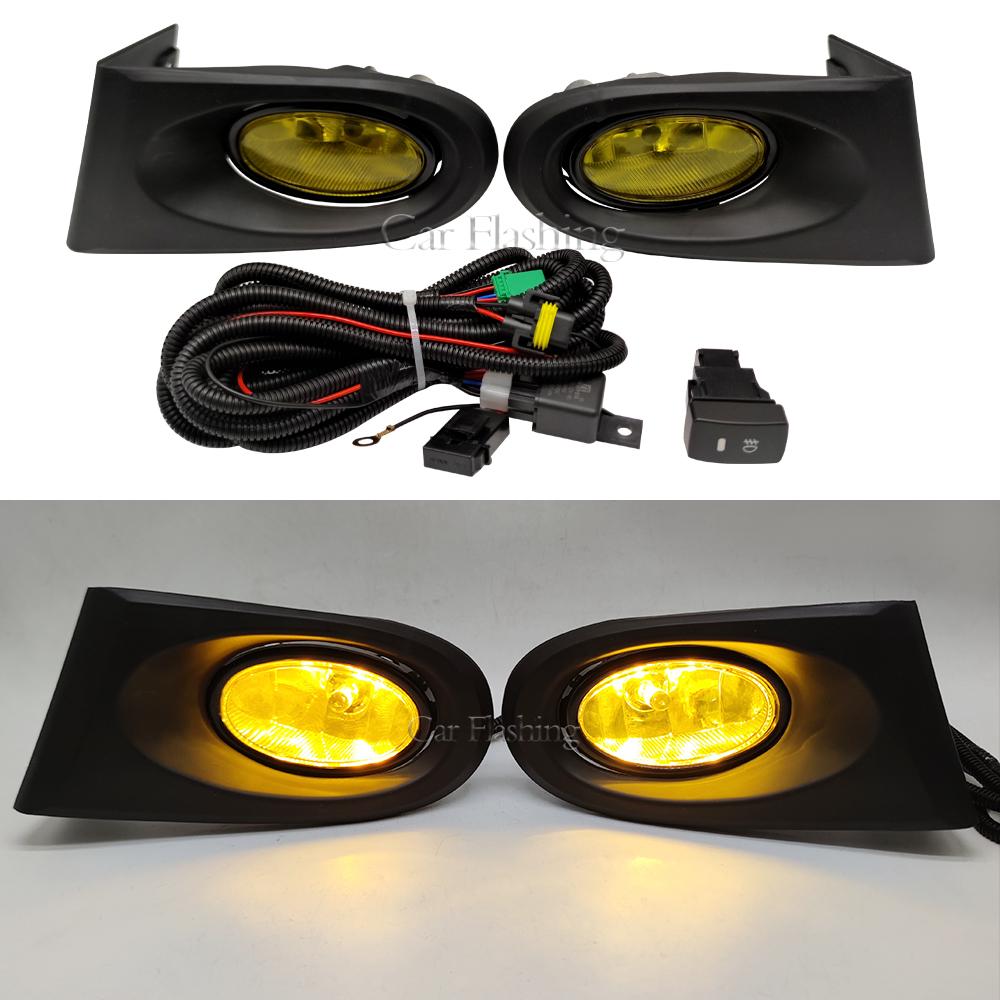Car Front Bumper Light For Acura RSX 2002 2003 2004 Drive Fog Lamp Harness Kit Fog light cover yellow Lens halogen