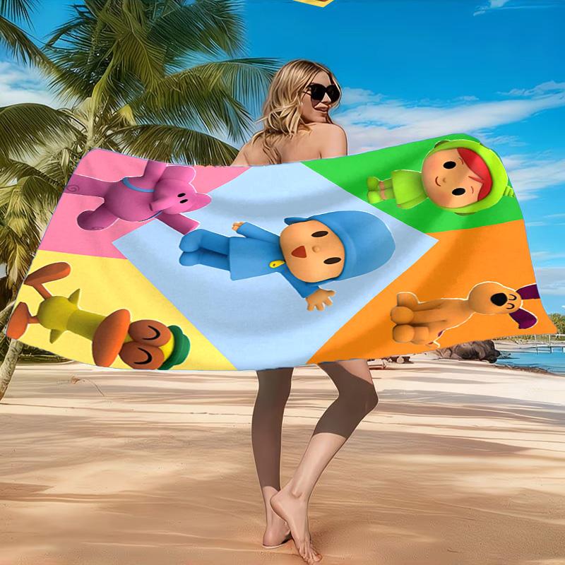 Pocoyo's Colorful Adventure Beach Towel, Quick-drying, Easy to Care for, Suitable for Both Fitness and Beach Vacations,Sports Essential