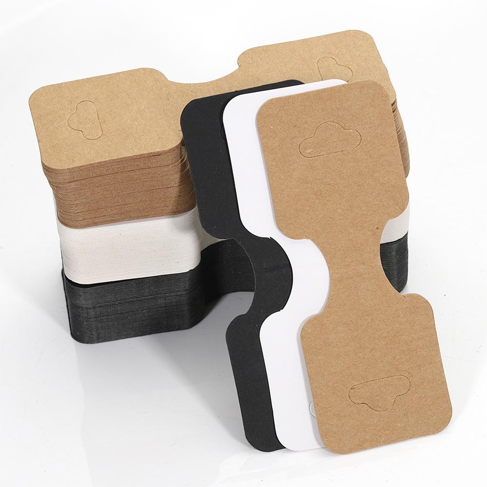 100pc Adhesive Kraft Paper Cards Hanging Folding Card for DIY Jewelry Display Tags Necklace Bracelet Hair Accessory Retail Label