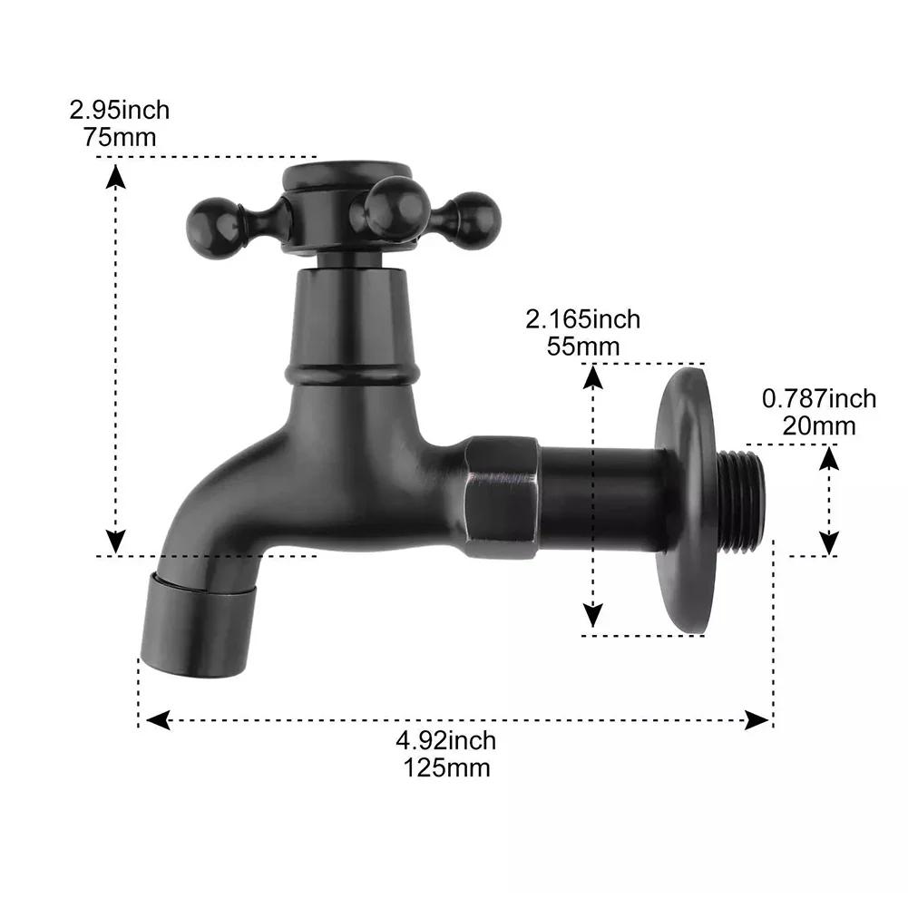 G1/2'' антикварный кран для холодной воды, настенный кран для стиральной машины с черной ручкой и крестообразной ручкой, кран для стиральной машины