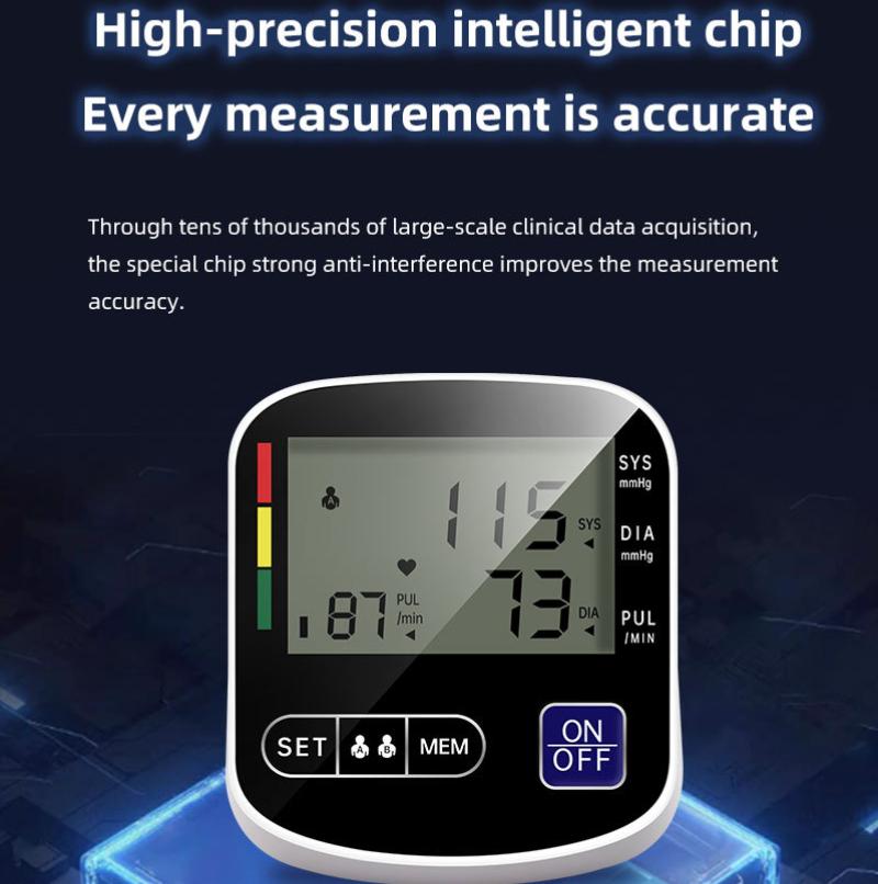 Upper Arm Blood Pressure Monitor Automatic BP Tonometer for Home Use with Large Display and Portable Cuff