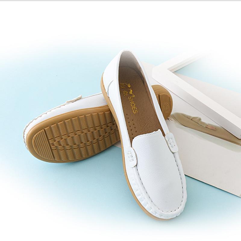 Small White ShoesFashion Breathable Nurse Shoes Beef Tendon Soft Sole Maternity Shoes Comfortable Flat Hospital Work Shoes