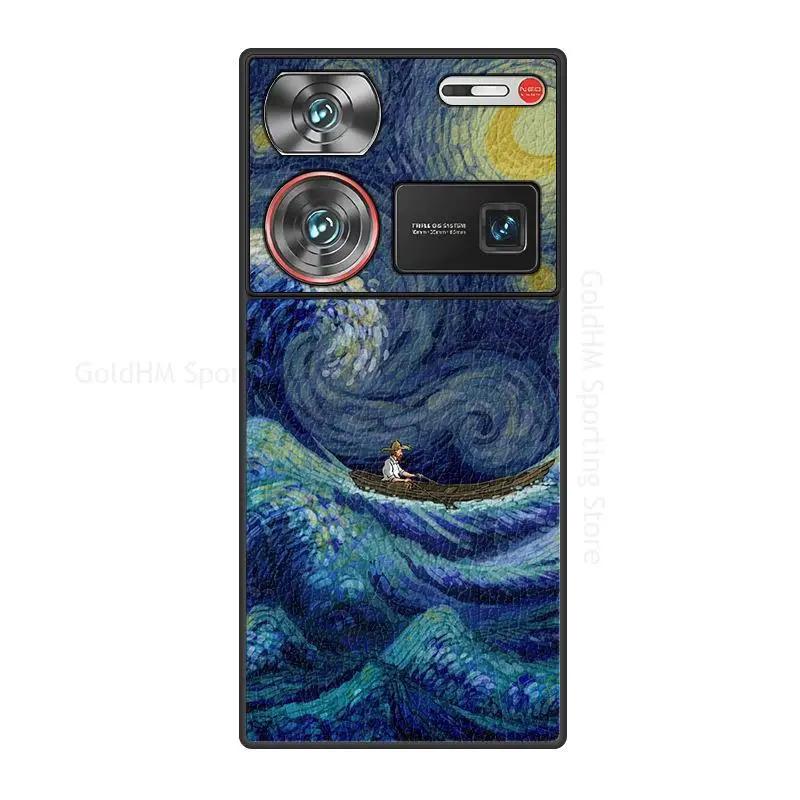 Capa For ZTE Nubia Z60 Ultra Starry Night Moon Leather Phone Case For Nubia Z50S Pro Soft Silicone Bumper Phone Cover For Nubia Z60 Z50 Ultra Fundas