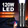 Powerful Torch 120W LED Flashlight Zoomable Lamp Rechargeable Lantern Built-in Battery Torch Light Waterproof Flash Light