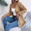 GMXIA Autumn and Winter Casual Solid Color Openwork Long-sleeved Cardigan Sweater Jacket Women's Wear
