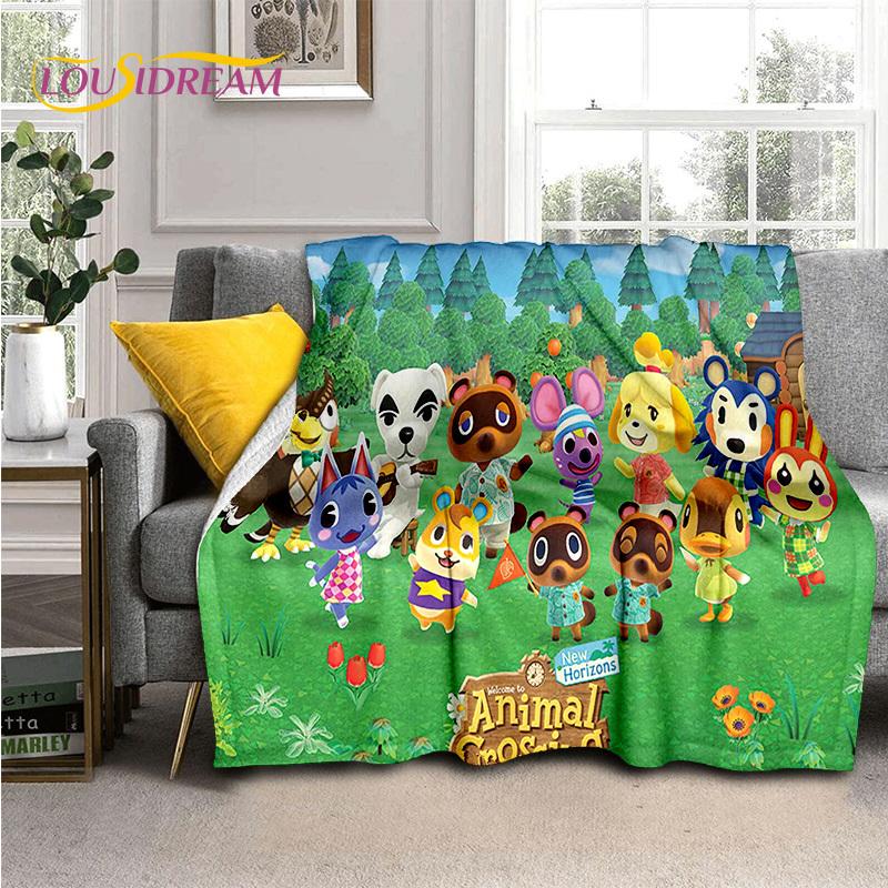 Милые мультяшные мягкие пледы Animal Crossing New Horizons, Плед-покрывало Уютный плед для пикника, кроватей, дивана, дома, спальни, детей
